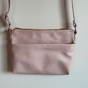 Baby pink faux leather purse